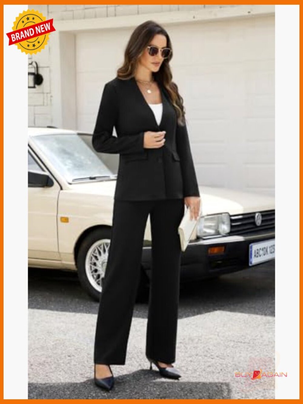 2 Piece Suits Business Casual Outfits Straight Wide Leg Pants Professional - Picture 4 of 7
